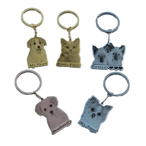 Custom Photo Engraved Pet Keychain