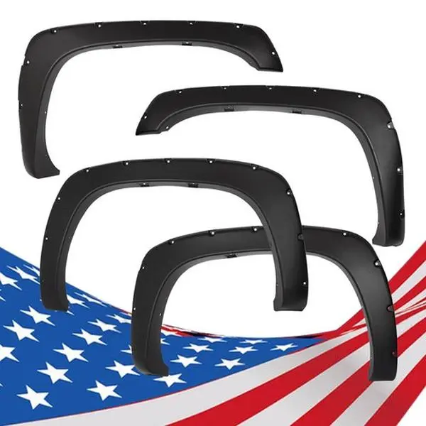 CROSSDESIGN 4-Piece ABS Pocket-Style Bolt-On Fender Flares Set - Stainless Steel Rivet Car Exterior Accessories for 1999-2006 Silverado, 1999-2006 GMC Sierra 1500/2500/3500HD with 78.0"/96.0" Bed Length to Upgrade Your Vehicle Look, Vehicle Upgrade