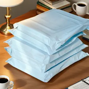 10pcs new material cream blue airplane box express packaging bag, adhesive bag, thickened solid color bag, Postal Bags, Poly Mailers, suitable for multifunctional bags. Clothing and stationery. Party gift packaging. School, office, shipping and mailing