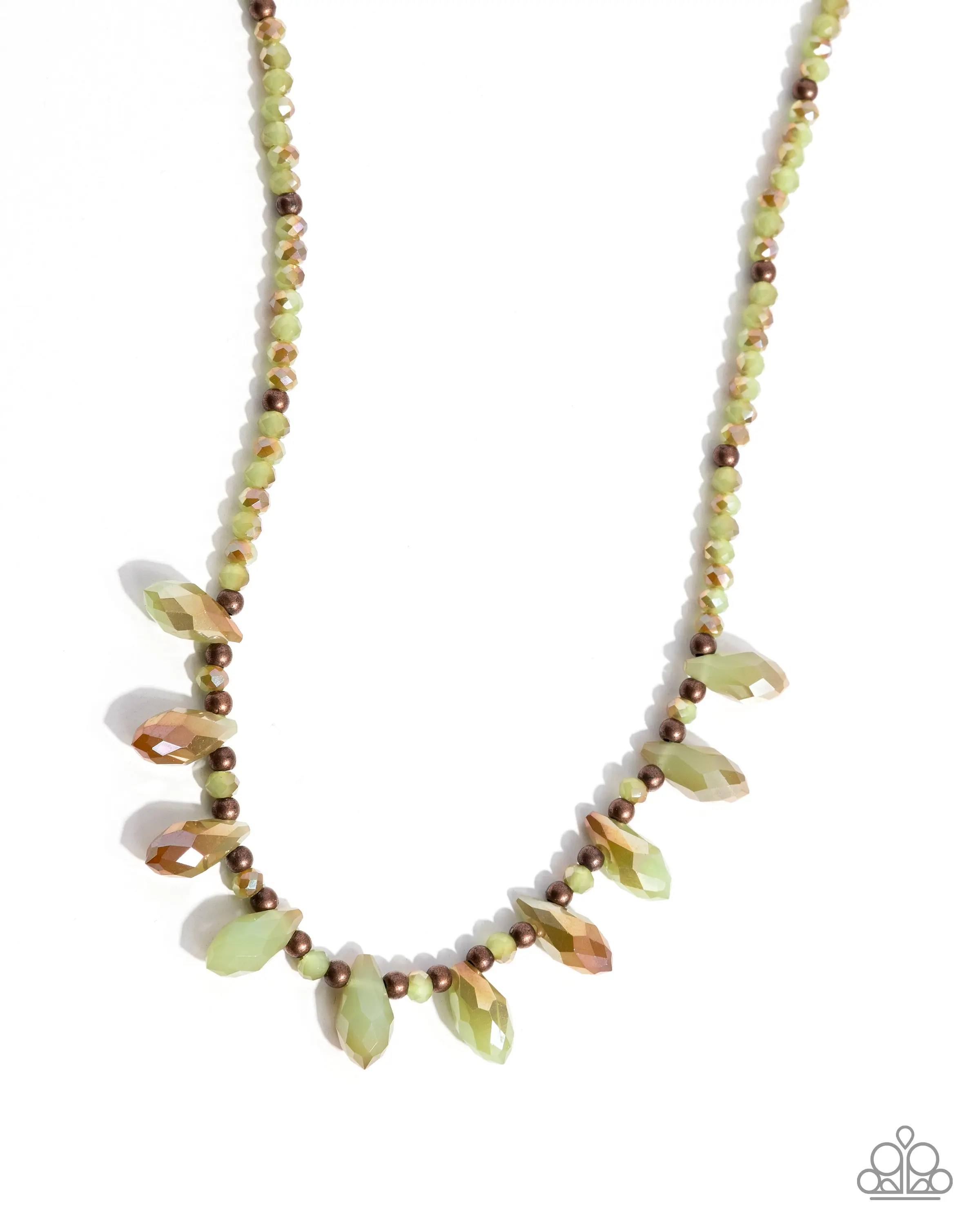 Declaration of Dazzle - Copper and Iridescent Green Bead Short Necklace - Paparazzi
