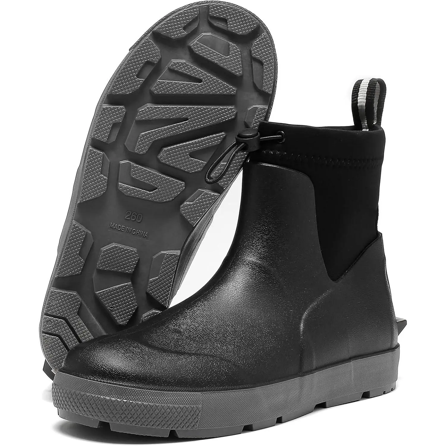 Men's Closed Ankle-Height Rubber Rain Deck Shoes, Multi-Size Waterproof Anti-Slip Footwear for Fishing, Boating, Apricot Color Rain Shoes