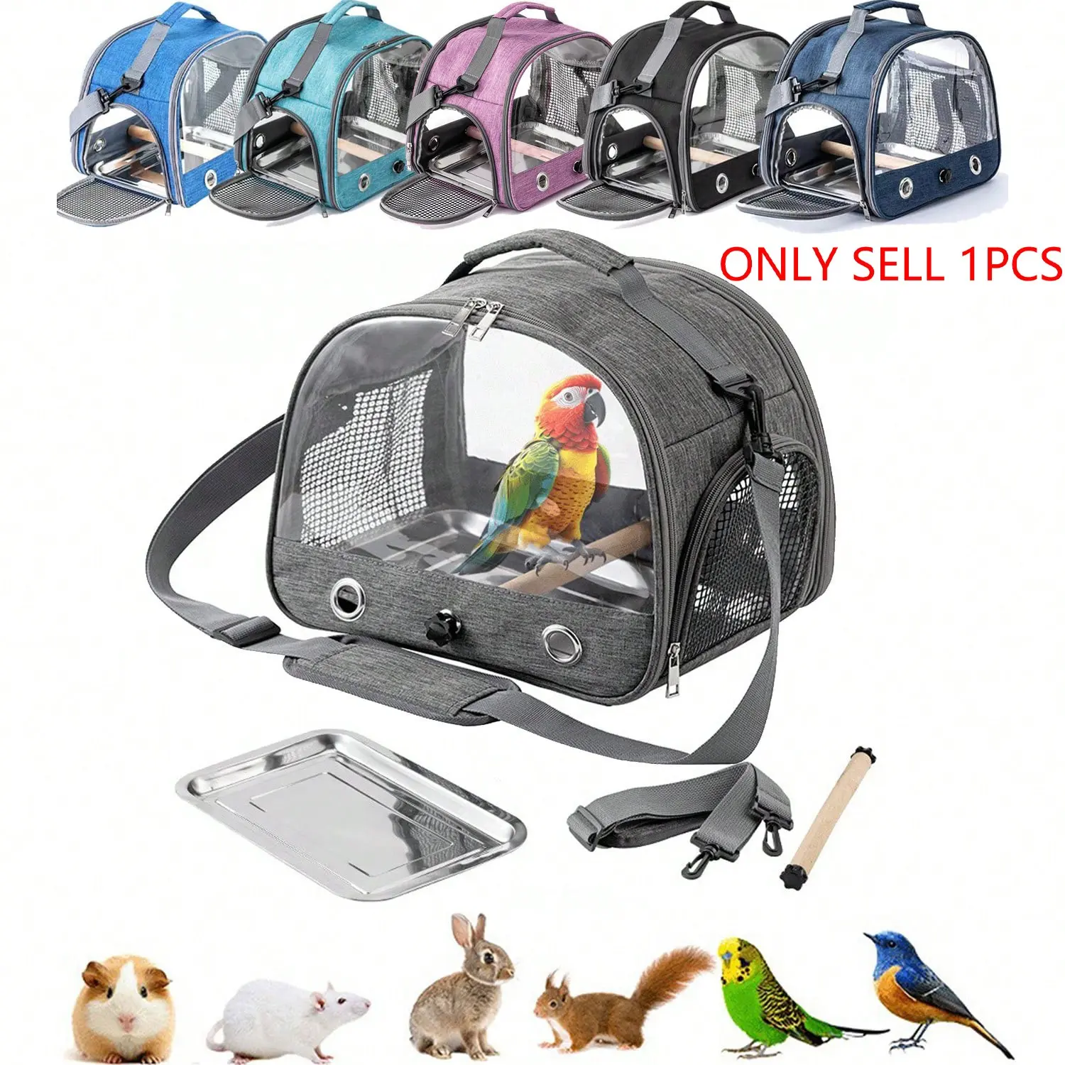 Breathable Bird Travel Carrier with Stand Perch, Ideal Parrot Carrier for Hiking, Durable & Portable Design for Avian Comfort, Animal Carrier