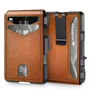Minimalist Men’s Slim Wallet: 9 - 13 Cards, Money Clip, ID Window.RFID - Blocking, Aluminum Bifold Pop - Up