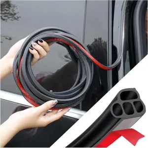 Door Rubber Seal Strip,Double Layer L Shape Automotive Weather Stripping,Universal Soundproofing  Door Seal Strip  Accessories for  Door,Trunk,Hood (16.4Ft)