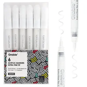 Grabie White Extra Fine Tip Acrylic Paint Marker Set Of 6, TiktokShopSpringGlowUp, RefreshedLook
