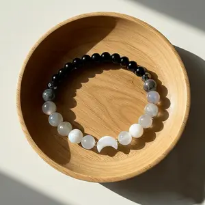 September Laurel Moon Phase Crystal Bracelet - Lunar Energy Bracelet Healing Crystal Jewelry - Cleanse Bracelet, Inner Peace Bracelet Gift for her