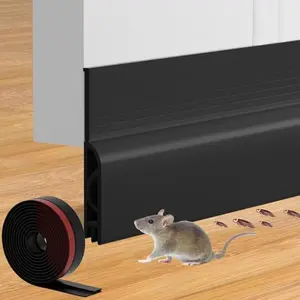 Door Draft Stopper Under Door Seal Adjustable Weather Stripping Door Sweep Noise Blocker Cold Air Insulation Bottom Seal 39 Inch Black