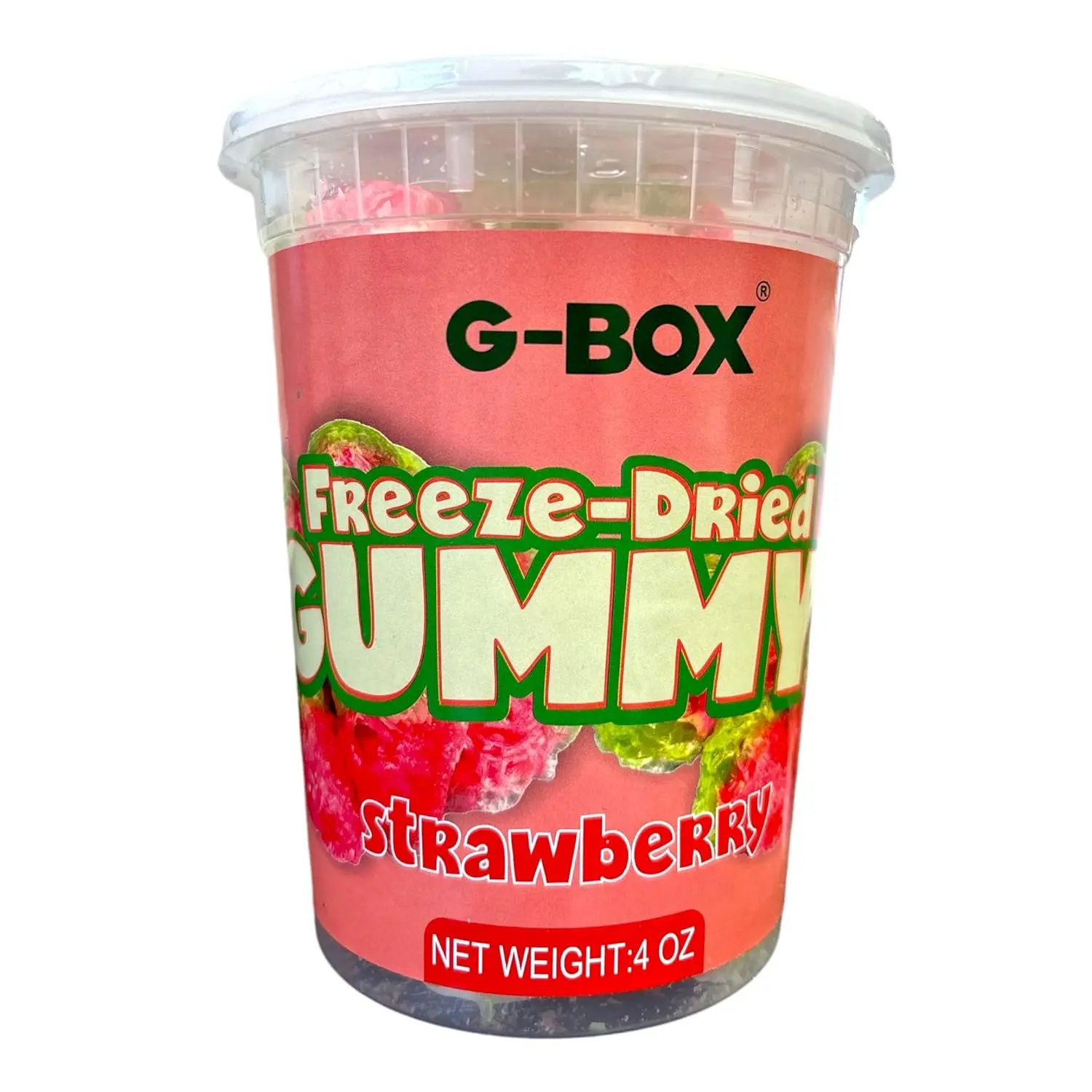 G-BOX 4 OZ Freeze Dried Strawberry Gummies, TikTok Trend Items, Freeze Dried Candy, Freeze Dried Strawberries, Freeze Dried Strawberry Gummy Air-tight Sealed in a Deli Container