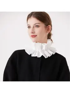 New style court ruff black and white neck wrap pleated neck protection stand collar French neckband detachable collar outerwear