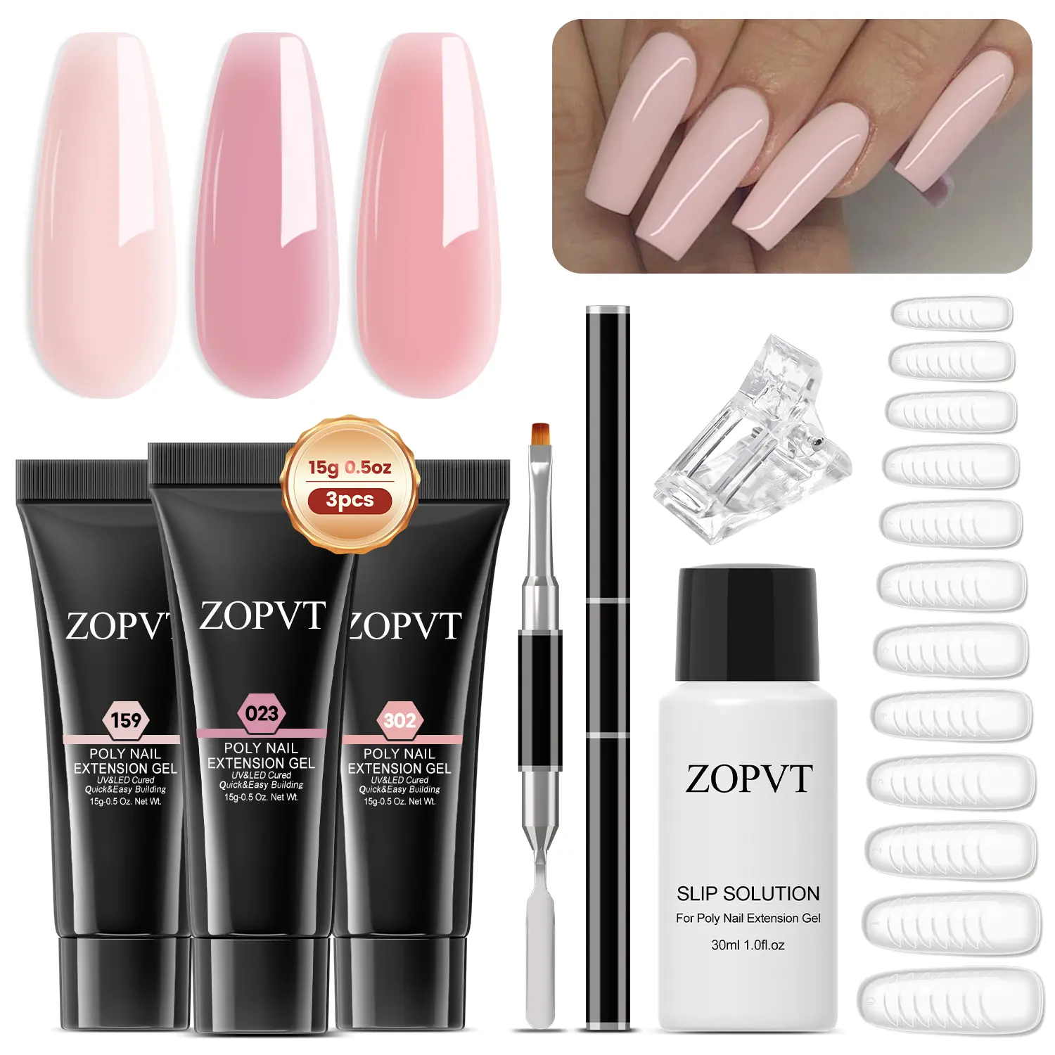 Gel Nail Extension Kit, Easy DIY Manicure at Home, Includes Sliding Solution & Dual Nail Forms, Perfect for Beginners & Daily Use, Polygel Nail Kit, Nail Extension Set