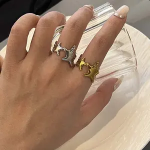 Titanium steel ring starfish dot ring opening adjustable men's and women's daily wear gift