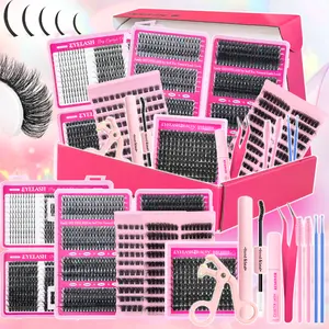 Sparkling Wispy Lash Extensions Set, DIY Eyelash Extensions Includes Natural to Thick Styles, Color lash Clusters, Volume Individual Lashes, Self Grafting Curl Cluster Lashes Kit, Volume False Eyelashes for Eye Makeup Enhancement