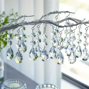20pcs Crystal Light Catcher Set, Water Drop Pendant Lamp Decor, Lighting, Glass Octagonal Prism for Wedding Home Decoration, No Battery Needed Hanging Decorative