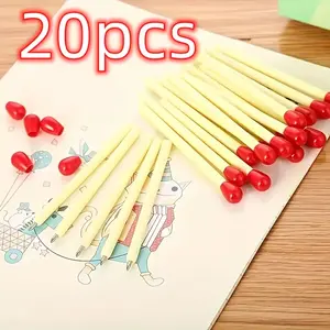 20pcs Portable Matchstick Mini Ballpoint Pens, Creative Award Graffiti Pens, Office Writing Supplies, 0.5mm Blue Ink Filling