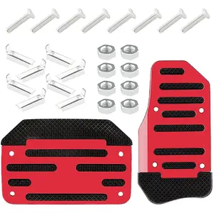 2PCS Non-Slip Car Pedal Covers – Red Aluminum Brake and Gas Pedal Pads for Automatic Transmission – Universal Fit for Most Vehicles