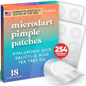 LivaClean Microdart Pimple Patches with Hyaluronic Acid Salicylic Acid & Tea Tree Oil 18 Acne Patches Dermatologically Tested in USA for Sensitive Skin Repair Moisture Hydrating Niacinamide