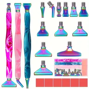 21pcs Diamond Painting Tools Set, Metal Screw Drill Bits & Pen Holder, Durable Craft Supplies for Crafting Projects