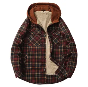 Men’s plaid hooded fleece jacket for commuting and casual wear