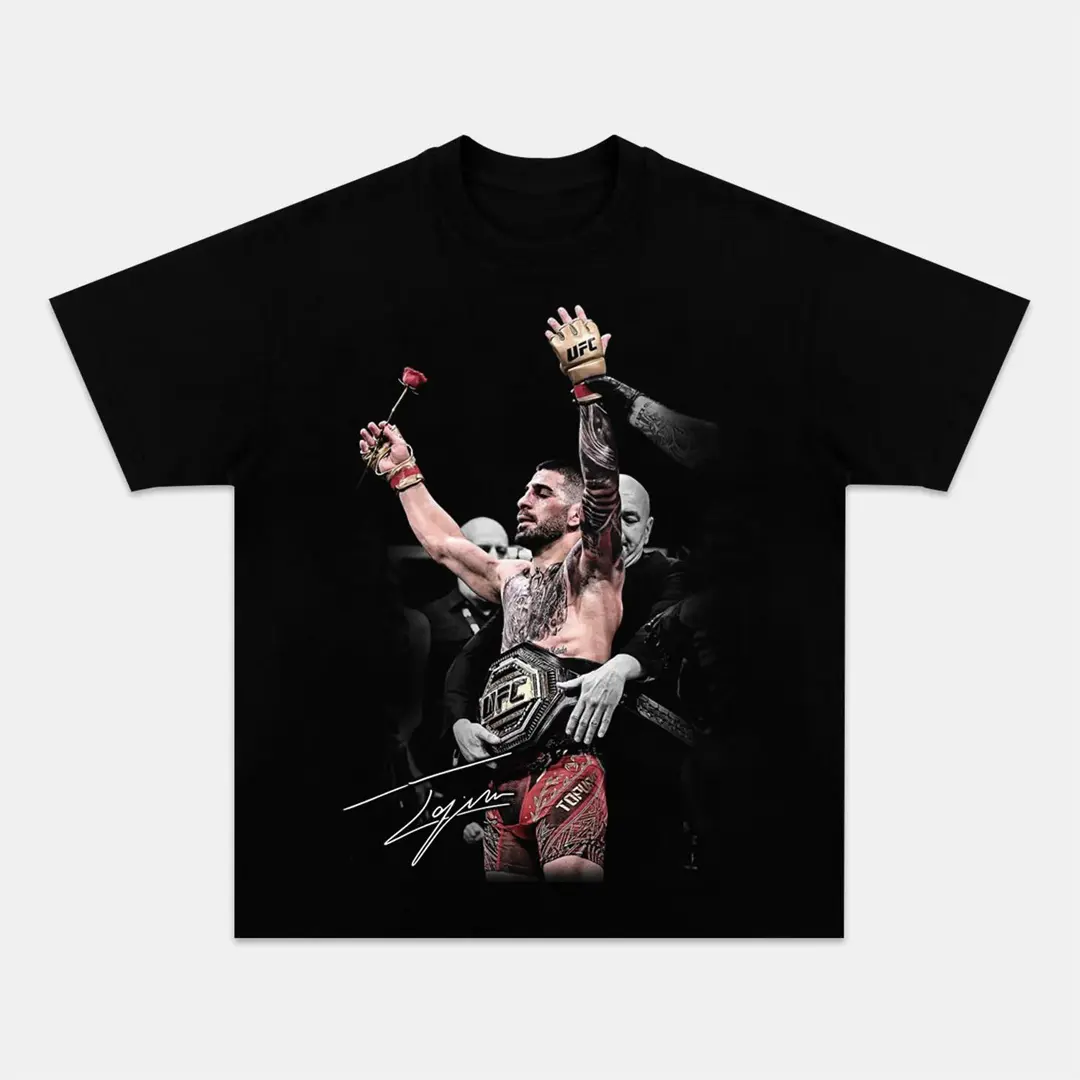 ILIA TOPURIA V2 TEE, Boxing T-shirt, Boxer Tee, Sports Shirt, UFC Shirt, MMA Shirt, Gift for Him Gift For Her Menswear Clothing Cotton Crewneck Casual Apparel Hoodie