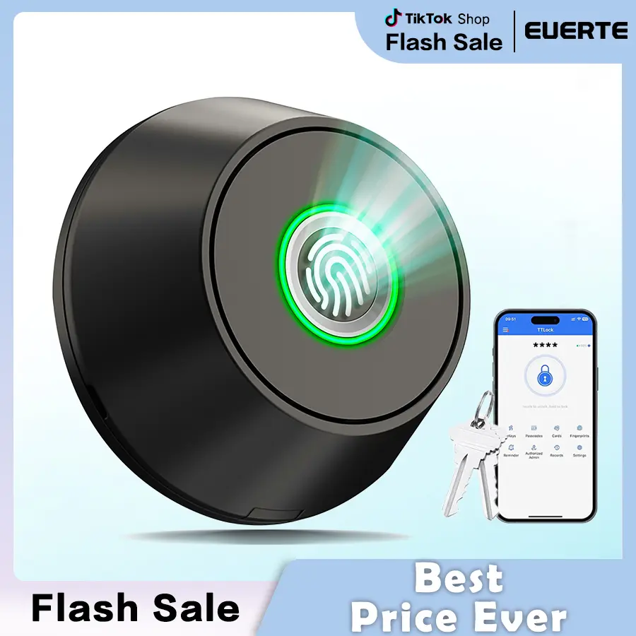 Fingerprint keyless entry door lock, smart deadbolt lock with app control, biometric door lock with 2 keys, 10 month battery life, auto lock, one button lock, easy to install, deadbolt replacement, IP66 waterproof