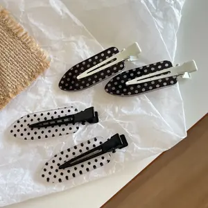 4pcs Acrylic Alligator Hair Clips, Chunky Black & Cream Barrettes For Thin Hair, Cute Bangs Hair Claw For Women & Teen Girls, Holiday Gift