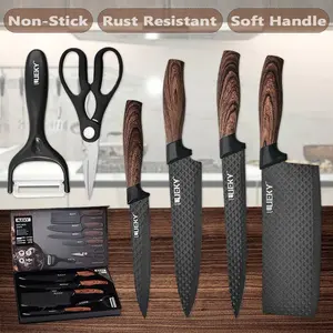 6-piece professional kitchen knife set with gift box, sharp meat cutting knife, non stick stainless steel, sharp chef knife set for chef cooking#fathersdaygift