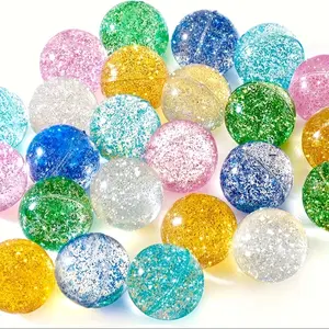20/100pcs Vibrant Glitter Round Bounce Balls - Fun-to-Play, Durable & Exciting Toys - Ideal Birthday Party Favors, Games & Prizes for Youngsters, Assorted Colors