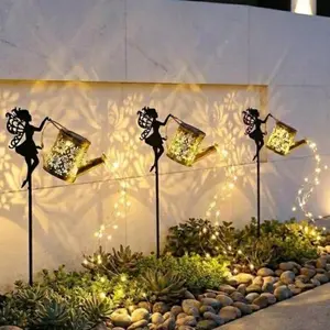 1PC Solar-Powered Fairy House Lights - Fairy Garden Outdoor Garden Accessories, Magical Iron Watering Can Hanging Waterfall String Lights, Decorative Outdoor Stakes, Ideal Gift for Walkway Flower Bed