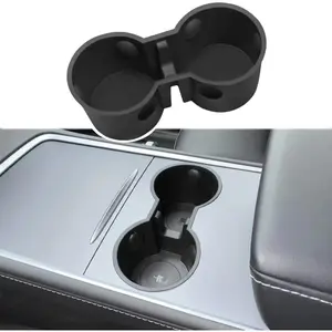 Tesla Console Cup Holder Insert, Upgrade 2021 Tesla Model 3/y Accessories, Anti-Slip Silicone Center Consoles Cup Holder, Center Console Organizer