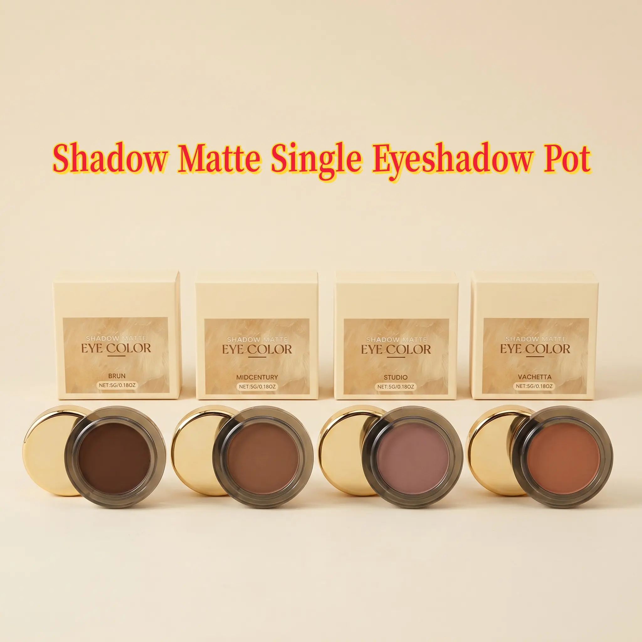 Matte Single Eyeshadow Pot, High-Pigment & Blendable Pressed Powder in Neutral Tones for Daily Wear or a Smokey Eye, Cruelty-Free for Sensitive Eyes, 5g