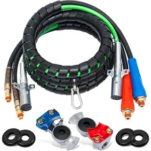 12ft 3 in 1 ABS & Power Air Line Hose with Glad Hands & 4 Glad Hand Seals for Tractor Trailer Semi
