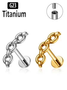 G23 Titanium Astmf-136 Piercing Labret Intern Thread Ear Studs, Punk Style Cartilage Tragus Lobe Helix Body Jewelry, All Season Wear
