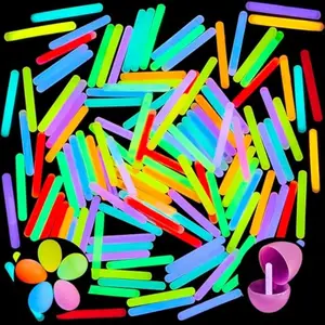 100 Mini Glow Sticks(1.7"), 8 Colors, Small Glow in The Dark for Easter Eggs Party Favors,Easter Basket Stuffer Party Pack, Weddings Classroom Decorations Prizes