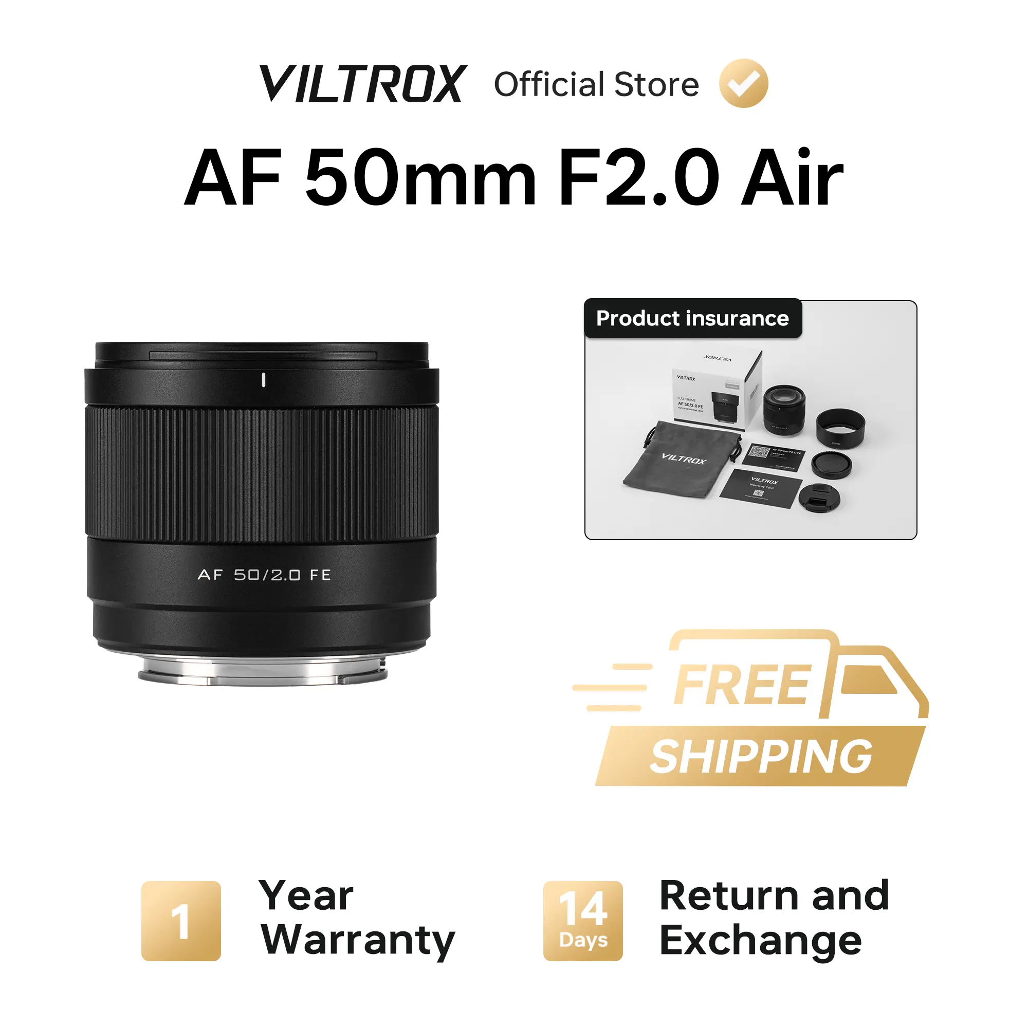 Viltrox AF 50mm F2.0 Air Full-Frame Camera Lens, Compatible with Nikon Z-Mount and Sony E-Mount, Professional Camera Lenses for Photography