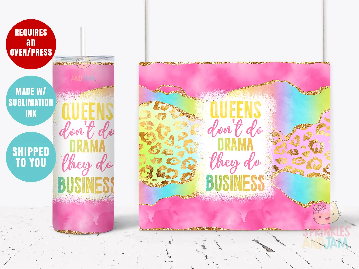 2-PACK Girl Boss sublimation transfer for 20oz Skinny Tumbler - Ready to press - DIY Specialty Supplies - T056