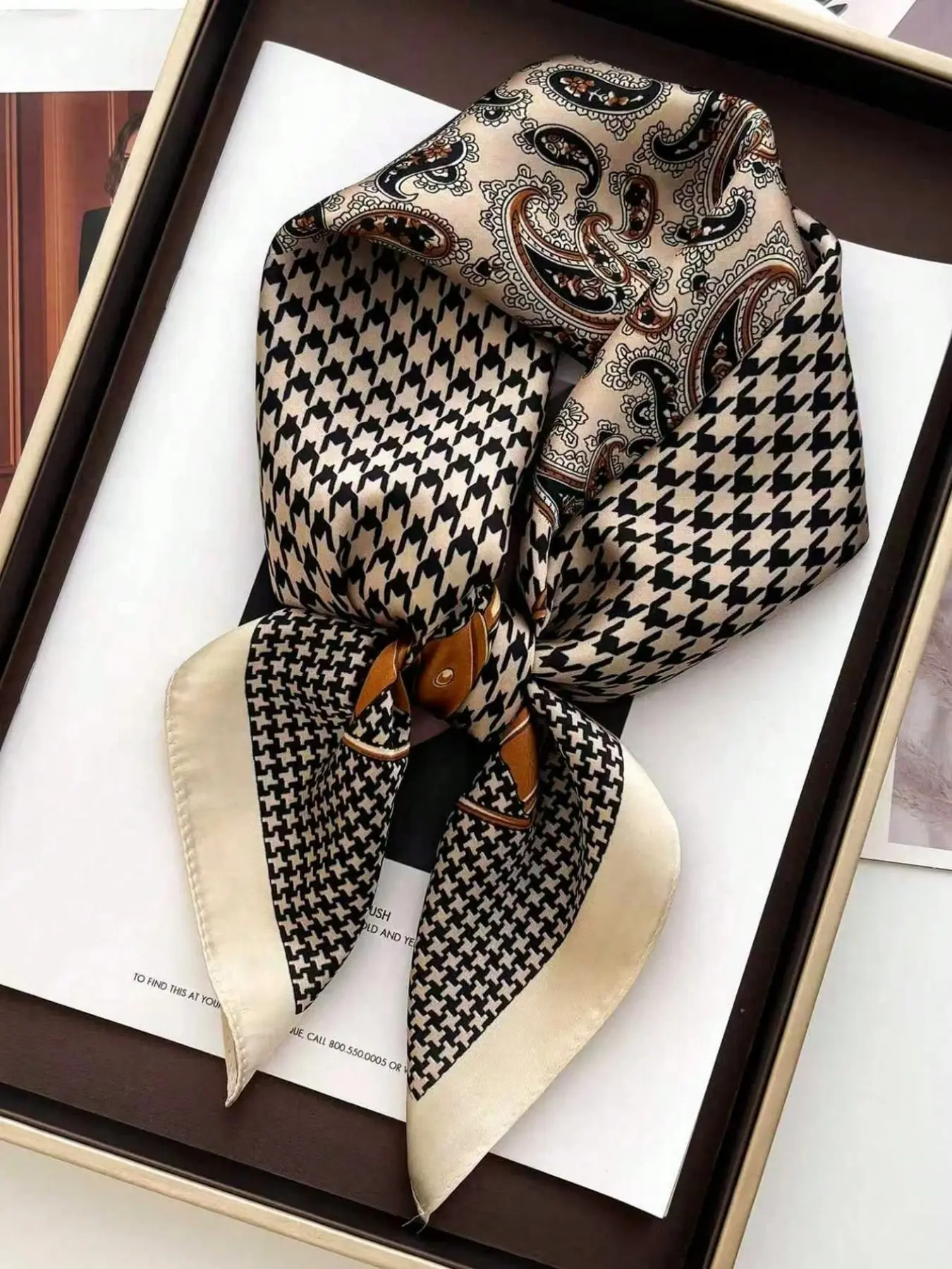 Paisley Pattern Square Satin Scarf, Women's Printed Headscarf, Versatile Accessory for Hairband, Scrunchie, Shawl, Necktie, Dress Companion
