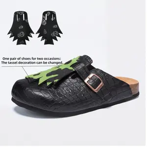 KVONE Unisex comfortable Leather Clogs with Buckle, Summer platform sandals.comfortable security footwear,The insoles provide arch support and can be worn in both formal and casual settings-Gifted accessories