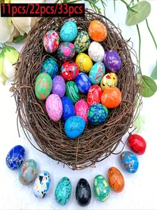 11/22/33pcs Turquoise Egg Shape Home Decor Nature Chakra Mineral Specimen Craft Ornament, Jewelry Additions, Easter, Ramadan, Christmas Gifts (Random Color)