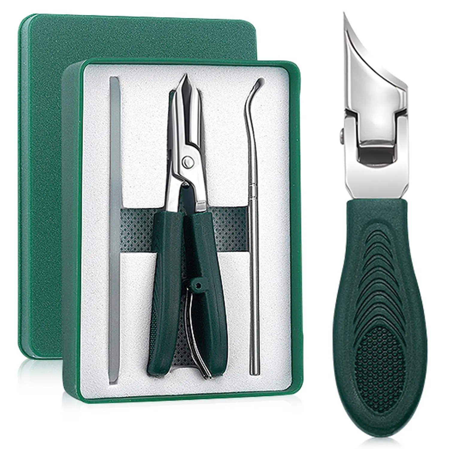 Upgraded 3pcs Eagle Beak Beveled Nail Clippers - Long Handle, Wide Jaw, Slant Cut, Anti-Splash Manicure Nail Care Tool for Men/Women