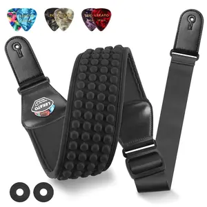 LEKATO LGS-5 Guitar Straps for Electric Guitar Bass, 3" Wide 4 Rows 3D Sponge Filling, Guitar Strap Neoprene Pad, Adjustable Length from 45" to 55" with Strap Locks, Picks