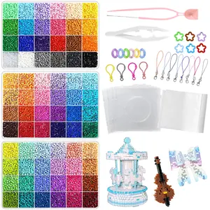 24/48/72/96/120-Color Fuse Beads Kit, 2.6mm 3D Beads Set with Mini Iron, Tweezers and DIY Beading Accessories, DIY Jewelry Accessories kit for Pixel Art, Keychains, Jewelry Making & Kids Crafts,Great Graduation Gifts,Summervibes