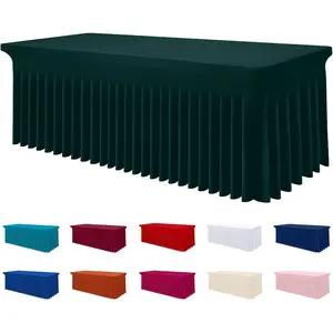 Spandex Tablecloth, Elastic Fitted Stretch Tablecloth for 6FT Rectangle Tables, Waterproof Washable Table Cover Skirt for Outdoor, Wedding, Banquet & Parties (Hunter Green, 72Lx30Wx30H Inch)