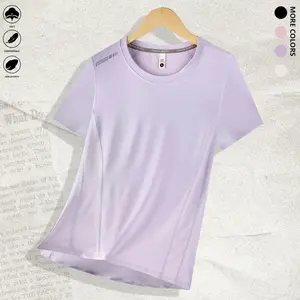 Women's summer quick-drying top - Short-sleeved round-neck breathable sports shirt, suitable for yoga, running, gym and exercise wear - Regular style casual fitness T-shirt Women's sportswear Gym clothing Summer fashion