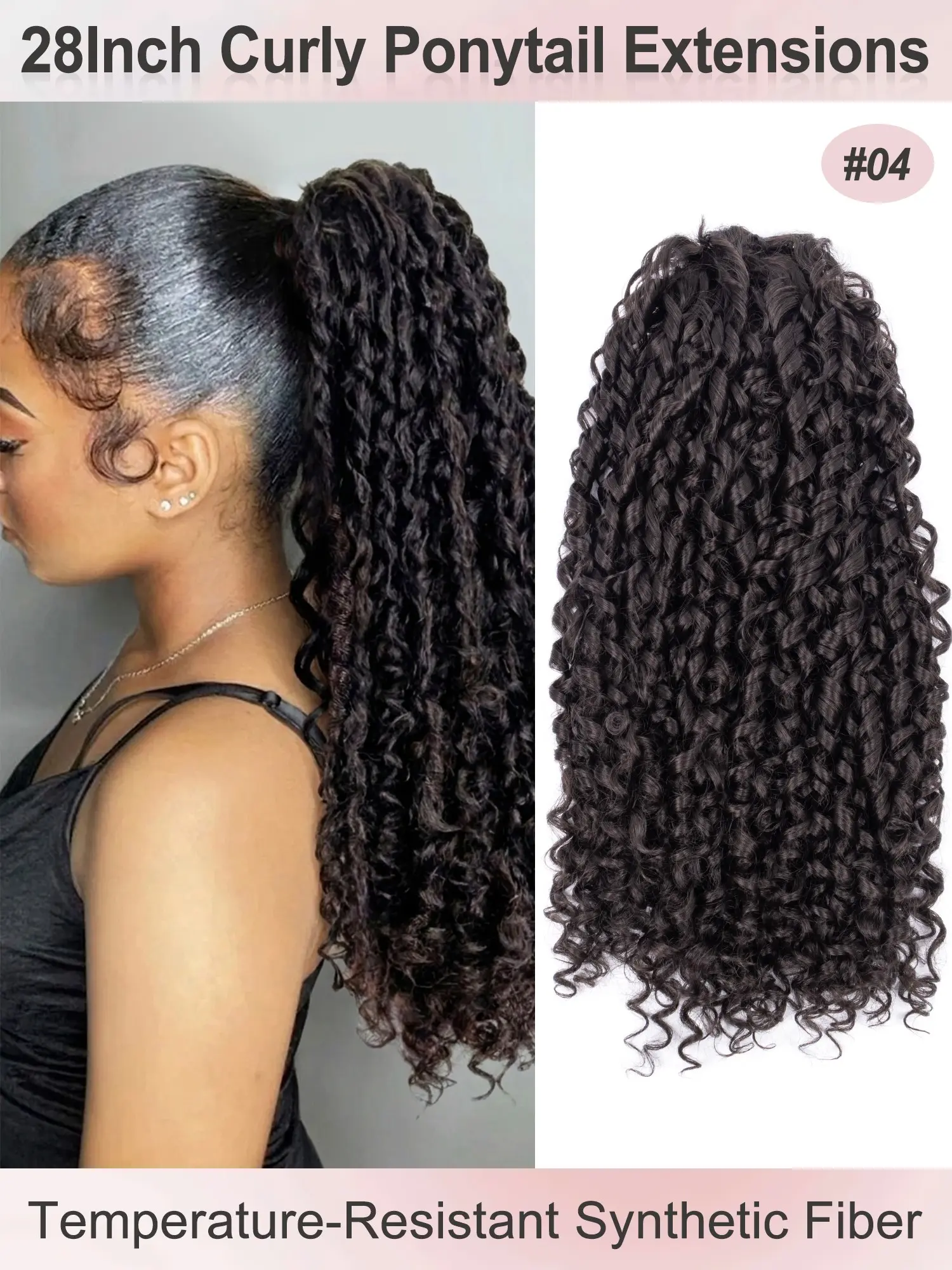 28inch Long Synthetic Soft Hair Ponytail Curly Wave Drawstring Ponytail Afro Curly Kinky Curly Texture Fluffy HairPieces Extension Heat Resistant Clip in Ponytail Wigs For Women Girl Daily Use Curly Wavy Ponytail