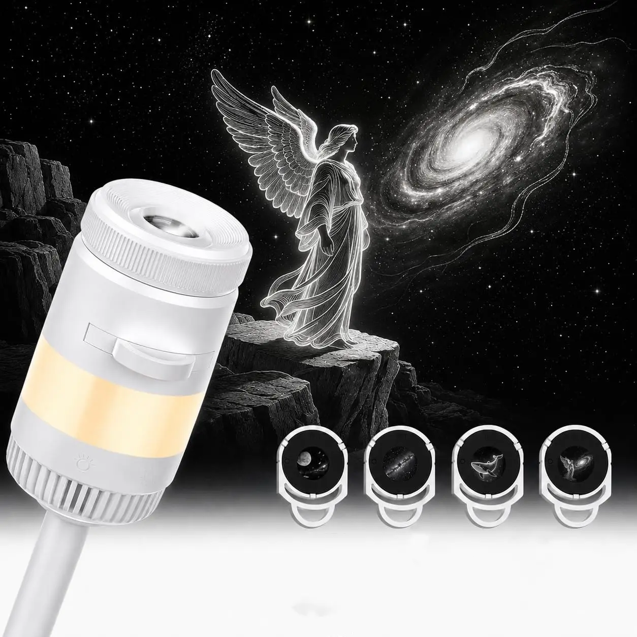 FUDUOO Projector Night Light, USB Star Projector with Adjustable Brightness, 360° Rotating Ceiling and Wall Projection Lamp, Room Decor Gift for Birthday, Holiday, Party and Bedroom(4/13Slides)