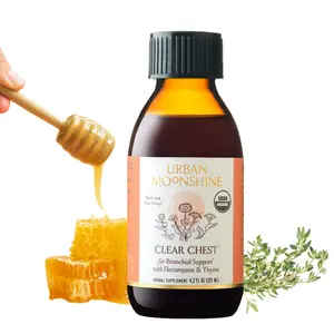 Urban Moonshine Clear Chest Syrup 4oz - Organic Raw Honey & Thyme for Clear Lungs - Fast-Acting Herbs for Bronchial Support - Gluten Free & Certified Organic