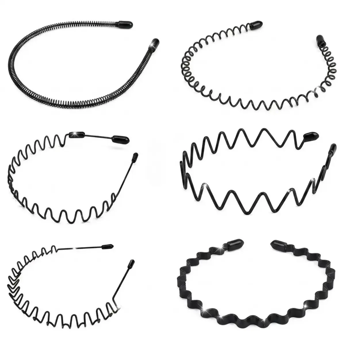6-Pack Metal Zig Zag Headbands – Wave Tooth Elastic Hair Bands for Women