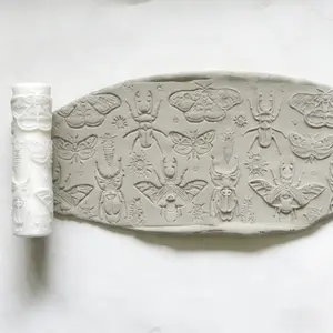 1pc Insect-Themed Clay Roller Embossing Tool - Plastic Suitable for Pottery, DIY Crafts with Insect Patterns (Bees, Beetles, Ants, Butterfly) for Entomology Projects, Clay Stamp for Home Decor Makers, Gift for Pottery Enthusiasts