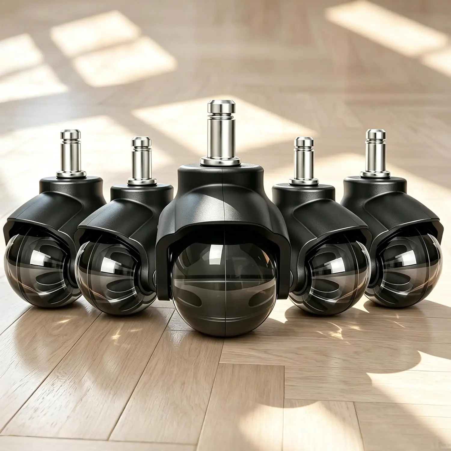 LSWHEE Office Chair Wheels Set of 5, Heavy Duty 2 Inch Caster Wheels for Hardwood Floors, 11mm Universal Stem Replacement Wheels for Desk Chair Gaming Chair, 880 LBS