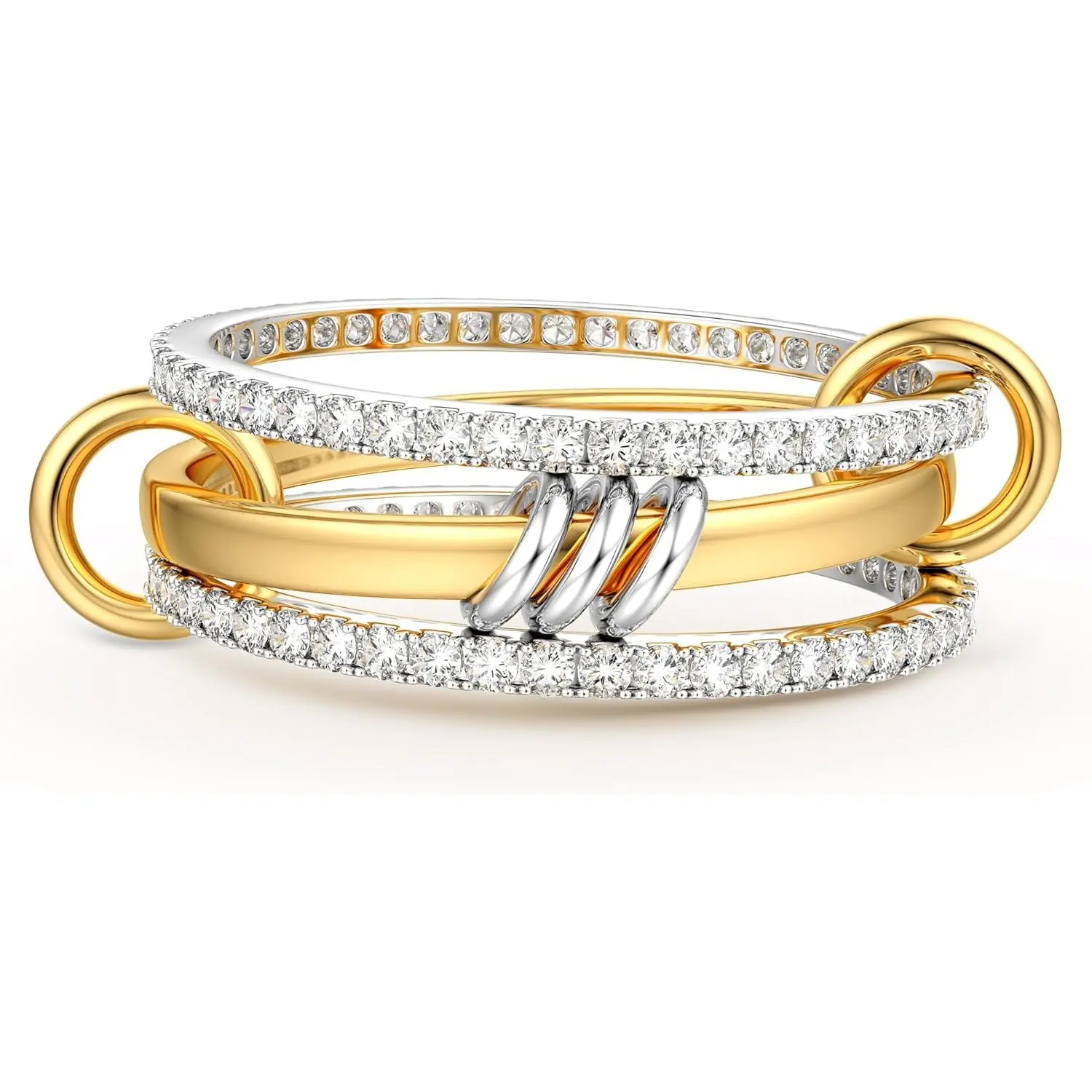 MILACOLATO Gold Stackable Rings for Women Men Non Tarnish, 18K Plated Gold Cubic Zirconia Rings, Silver Gold Multi Ring Mixed Metals Stack Rings Set, Gold Rings